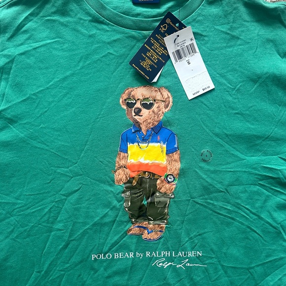 Polo by Ralph Lauren Green Tee with Bear Design NWT Sz S - Picture 2 of 3